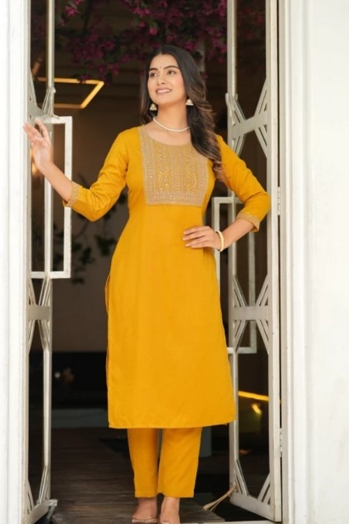 Yellow Cotton Kurta Set
