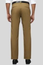 Khaki Cotton Solid Casual Trouser For Men - Image 3