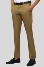 Khaki Cotton Solid Casual Trouser For Men - Image 2