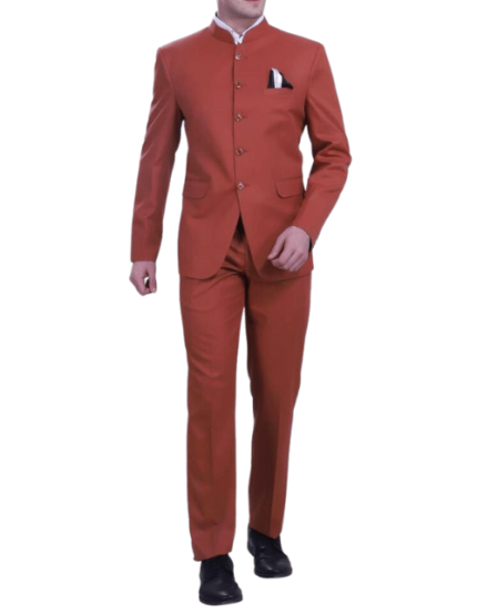 Maroon Cotton Plain Jodhpuri Suit