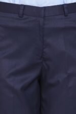 Cotton Solid Navy Blue Formal Trousers For Women - Image 3