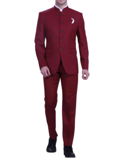 Maroon Cotton Jodhpuri Suit
