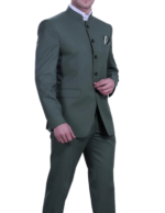 Green Cotton Plain Partywear Jodhpuri Suit/Bandhgala - Image 2