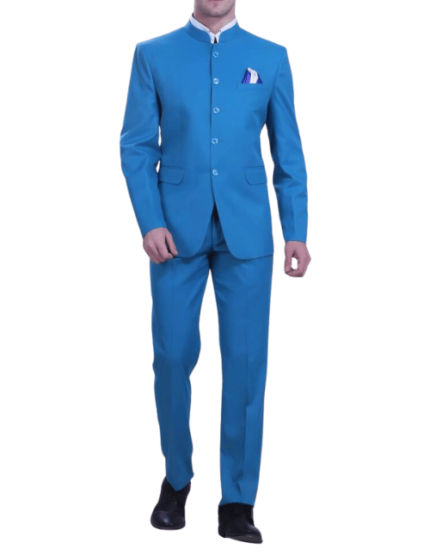 Classic Blue Cotton Jodhpuri Suit