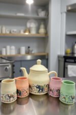 Ceramic Tea Set – 6 Cups & Kettle