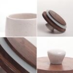Handcrafted Ceramic Container Set For Tea, Coffee, and Sugar Kitchen Containers Set of 3 with Wooden Lids - Image 4