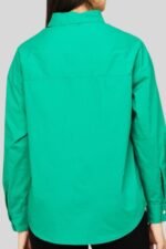 Green Solid Cotton Formal Shirt for Women's - Image 3