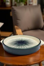 Hand-Painted Ceramic Tea Set – Elegant White Kettle with Green String Art & Tray - Image 5