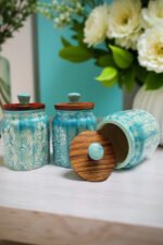 Handcrafted Blue Ceramic Pickle & Condiment Set – Stylish Kitchen Storage Container (Pack of 3) - Image 2