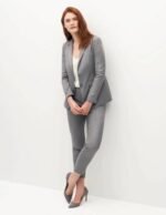 Light Grey 2 Piece Formal Suit For Women Coat Pant