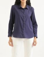 navy blue linen shirt