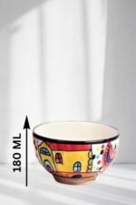 Multicolor Hut Hand-Painted Glossy Ceramic Bowls – Set of 6 (180ml) | Perfect for Soup, Snacks & Gift Purpose - Image 3