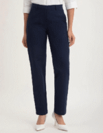 Navy Blue Cotton Straight Pants for Women
