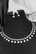 Silver Diamond Necklace Set
