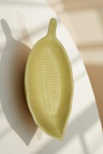 light green ceramic leaf platter