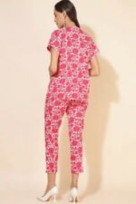 Women’s Pink & White Cotton Printed Co-Ord Set - Image 3