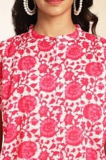 Women’s Pink & White Cotton Printed Co-Ord Set - Image 2