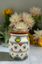 Hand-Painted Ceramic Pickle & Condiment Set Pack of 3 (450 ml each) with Wooden Airtight Lids - Image 3