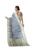 Grey Banarasi Katan Mushroom Silk Saree with Intricate Zari Weaving & Matching Blouse Piece – Elegant Ethnic Saree for Festive & Wedding Occasions - Image 2