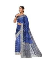 Blue Banarasi Katan Mushroom Silk Saree with Rich Zari Weaving & Matching Blouse Piece – Elegant Traditional Saree for Weddings & Festive Wear - Image 2
