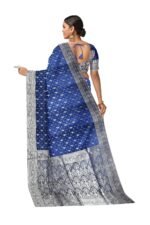 Blue Banarasi Katan Mushroom Silk Saree with Rich Zari Weaving & Matching Blouse Piece – Elegant Traditional Saree for Weddings & Festive Wear - Image 3