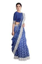 Blue Banarasi Katan Mushroom Silk Saree with Rich Zari Weaving & Matching Blouse Piece – Elegant Traditional Saree for Weddings & Festive Wear