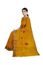Yellow Chinavan Chit Pallu Saree with Rich Traditional Weaving & Contrast Blouse – Elegant Festive & Wedding Wear Saree for Women - Image 3