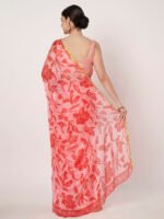 Gajri Floral Printed Chinon Saree with Elegant Zari Piping and Matching Blouse Piece – 6.50 Mtr - Image 5
