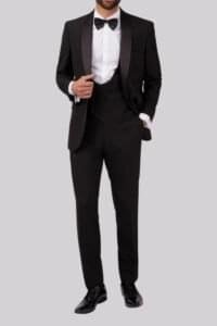 classic black three-piece suit