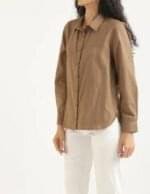 Airy Brown Linen Shirt For Women - Image 2