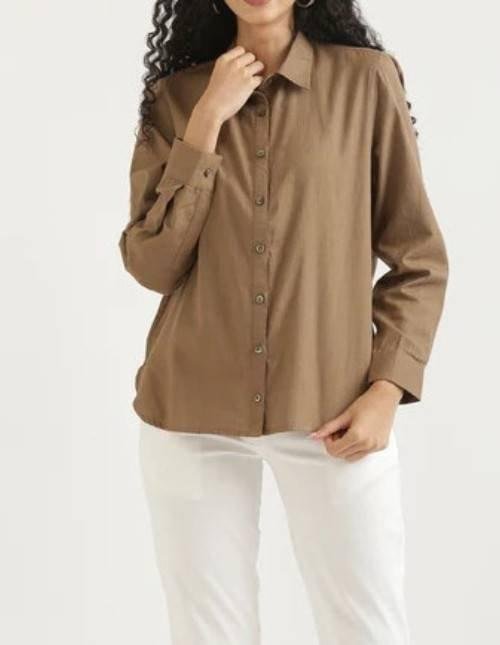 Brown Linen Shirt for Women