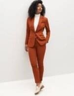 Burnt Orange 2 Piece Formal Suit For Women Coat Pant